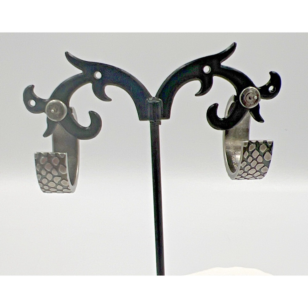 Calvin Klein Snake Skin Print Hoop Earrings Gun Metal Tone NWT.. - Picture 5 of 8